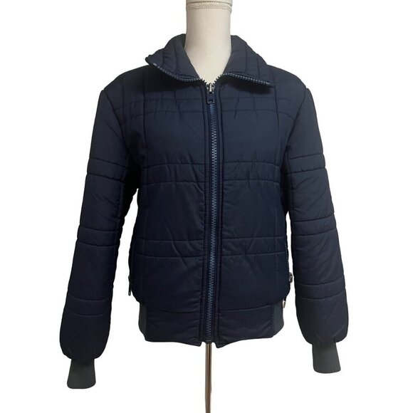 Ossi Ski Wear Mens Vintage Navy Blue Puffer Zip Up Jacket Small Medium Pockets - Picture 1 of 10